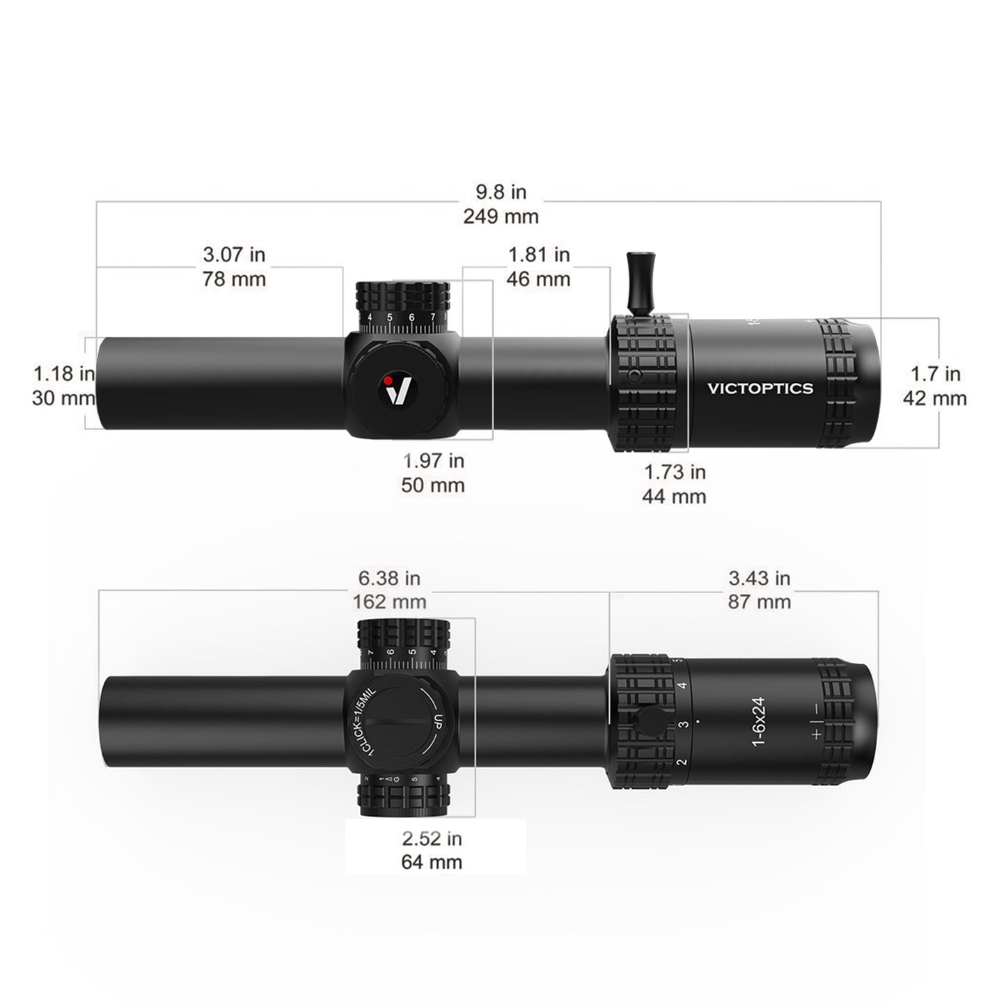S6 1-6x24 SFP Riflescope With Illumination Turret lock System