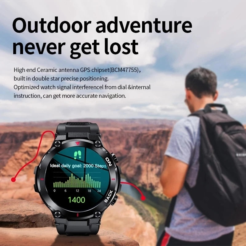 2023 GPS Smart Watch Men Military 5ATM Waterproof Long Battery Life Tactical SmartWatch Blood Oxygen for Samsung iPhone Huawei