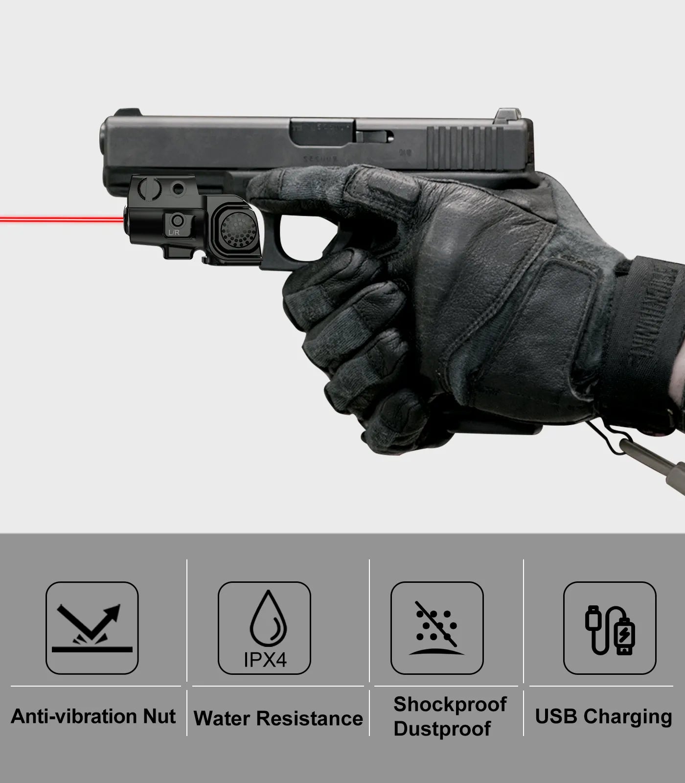 Red Dot Laser For Pisto Glock17 19 Rechargeable Red Laser Sight Fit for 20mm Standard Picatinny Weaver Rail
