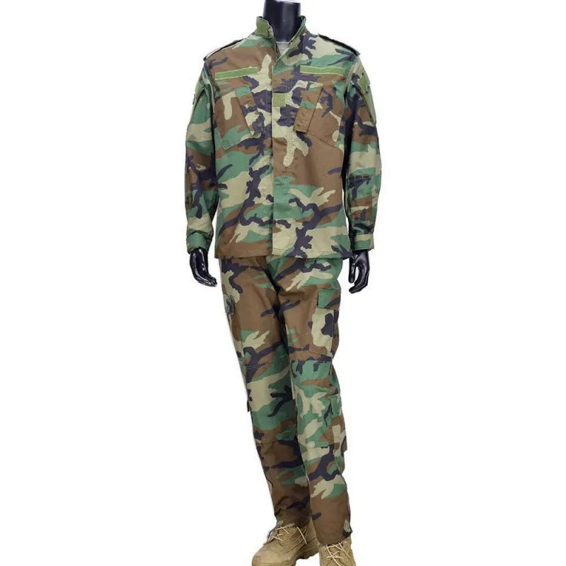 Tactical Military Army BDU Uniform Woodland Camoflage Combat Shirt & Pants Set Outdoor Training Hunting Clothing