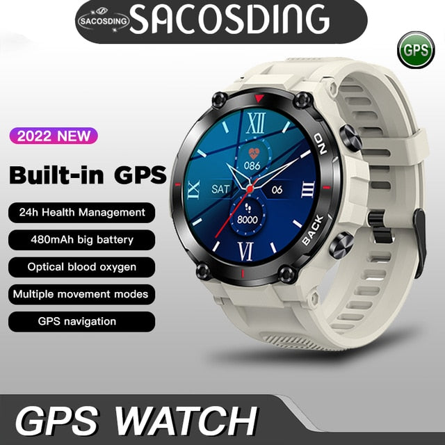 2023 GPS Smart Watch Men Military 5ATM Waterproof Long Battery Life Tactical SmartWatch Blood Oxygen for Samsung iPhone Huawei