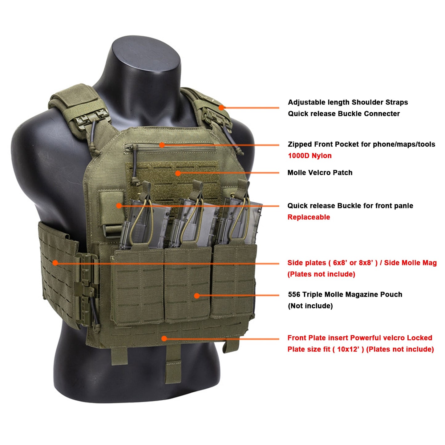 Nylon Tactical Armor Vest Plate Carrier Tactical