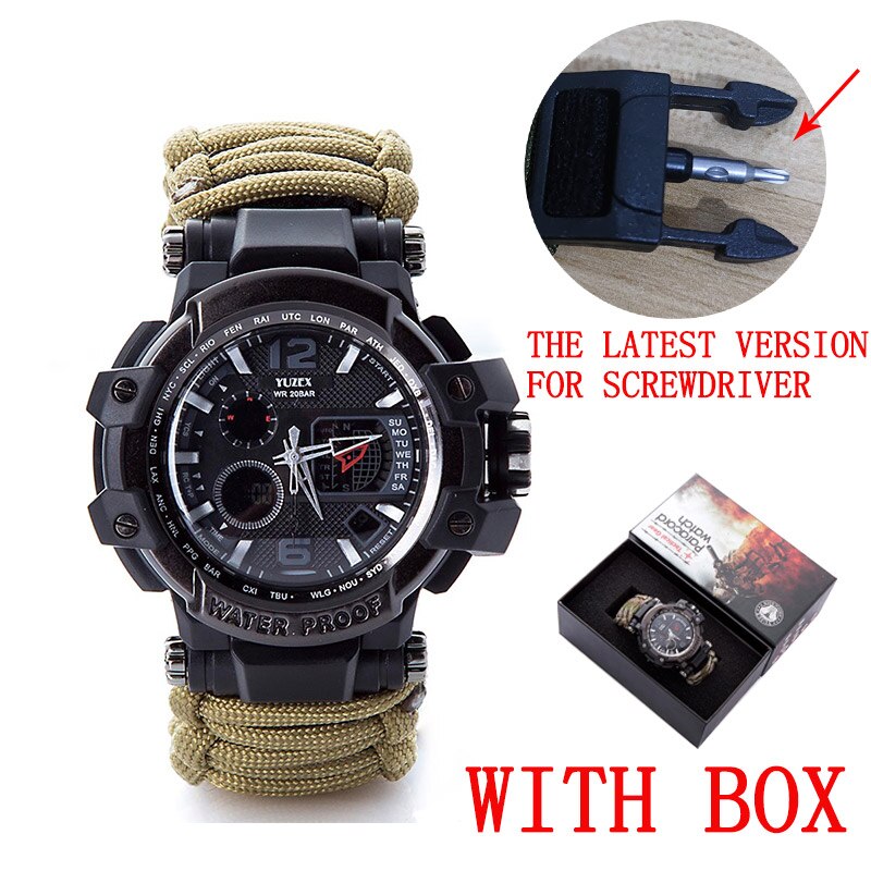 Outdoor Survival Watch Multifunctional Waterproof Military Tactical Paracord Watch Bracelet Camping Hiking Emergency Gear EDC