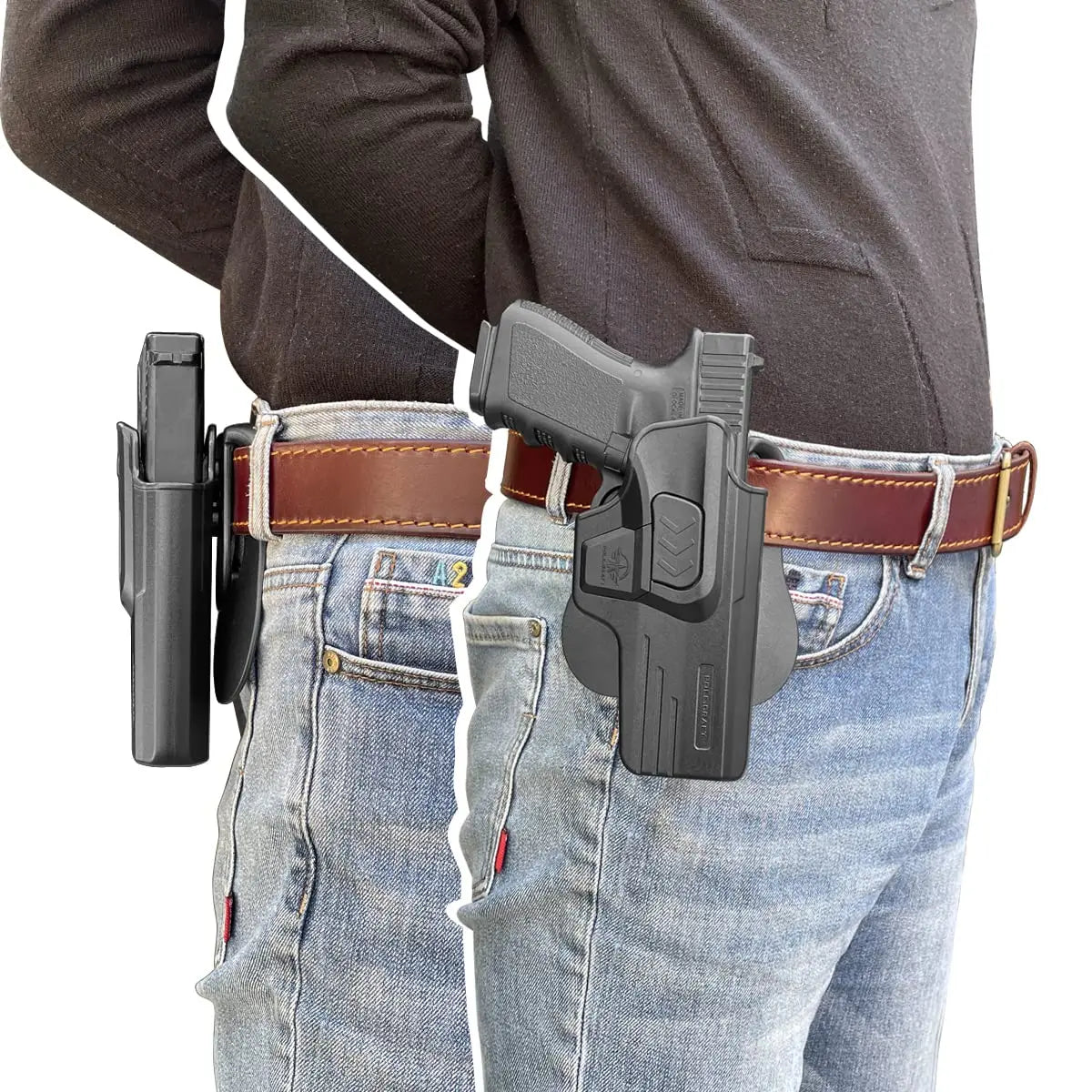 M&P 2.0 Holster OWB Paddle Polymer Holsters Fit:M&P 9mm M2.0 4"/4.25" Outside Waistband Open Carry Holster with Safety Lock