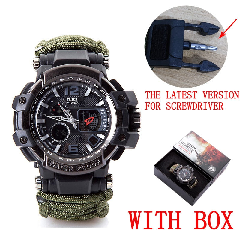 Outdoor Survival Watch Multifunctional Waterproof Military Tactical Paracord Watch Bracelet Camping Hiking Emergency Gear EDC