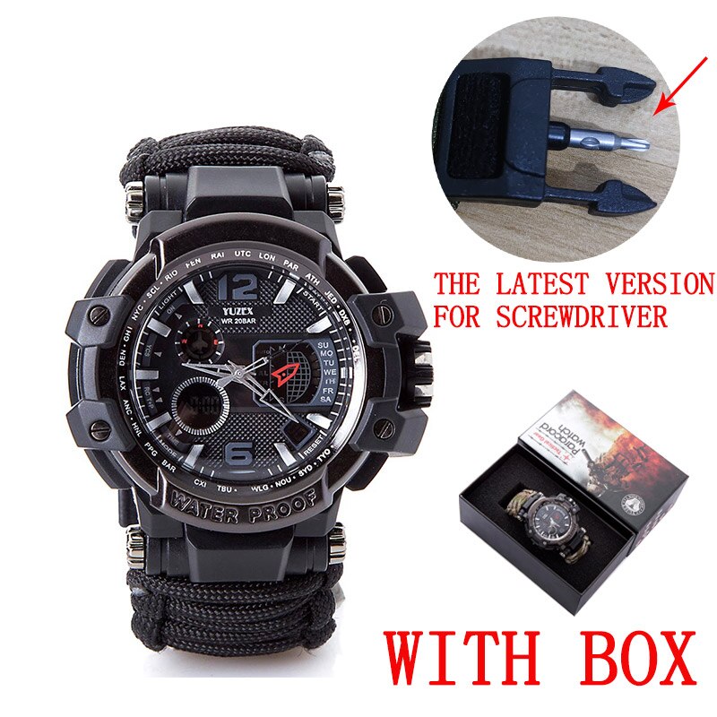 Outdoor Survival Watch Multifunctional Waterproof Military Tactical Paracord Watch Bracelet Camping Hiking Emergency Gear EDC