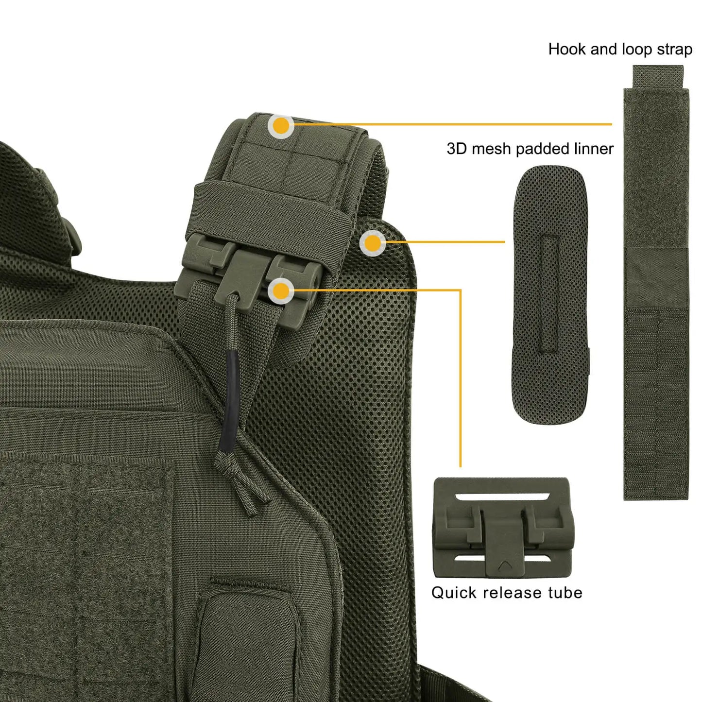 KRYDEX Tactical Vest Laser Cutting MOLLE LAVC Plate Carrier Quick Release