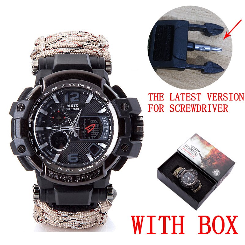 Outdoor Survival Watch Multifunctional Waterproof Military Tactical Paracord Watch Bracelet Camping Hiking Emergency Gear EDC